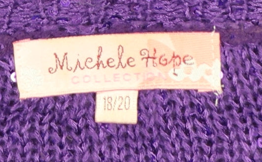 Michelle Hope Women’s Purple Sequin Knit Pullover Jumper UK 18/20