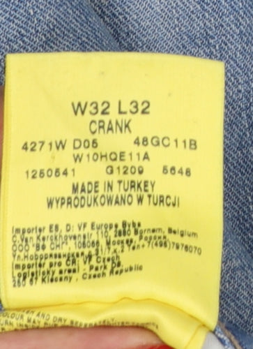 Wrangler Men’s Blue W32 L32 Crank Regular Straight Leg Jeans
