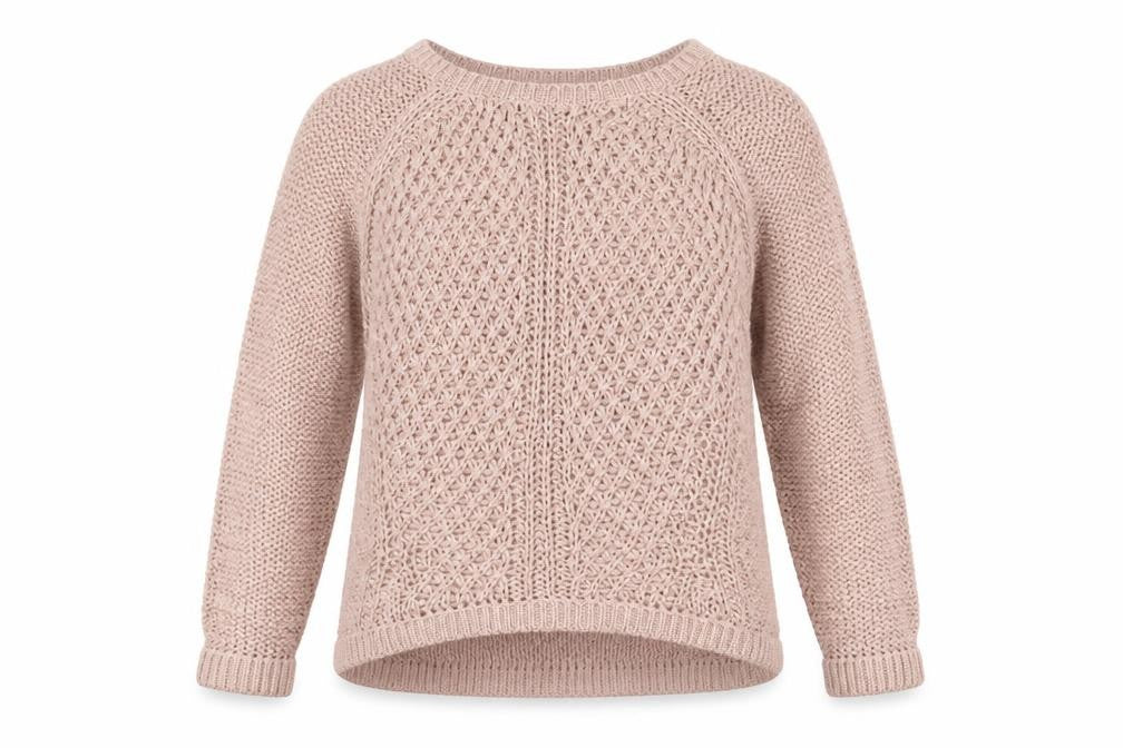 Next Women Pink UK 14 Open Knit Crew Neck Raglan Jumper