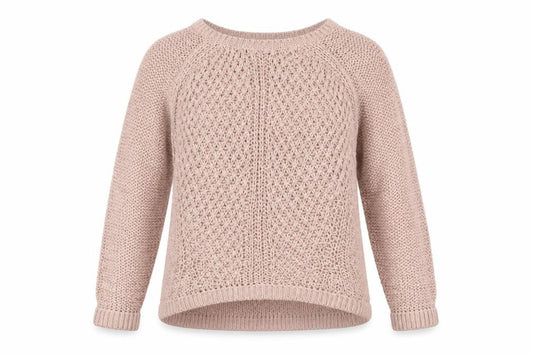 Next Women Pink UK 14 Open Knit Crew Neck Raglan Jumper