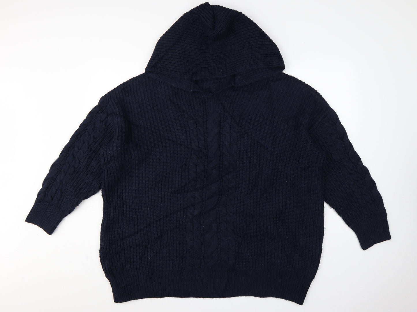 M&S Women’s Navy XL Cable Knit Roll Neck Heavyweight Jumper