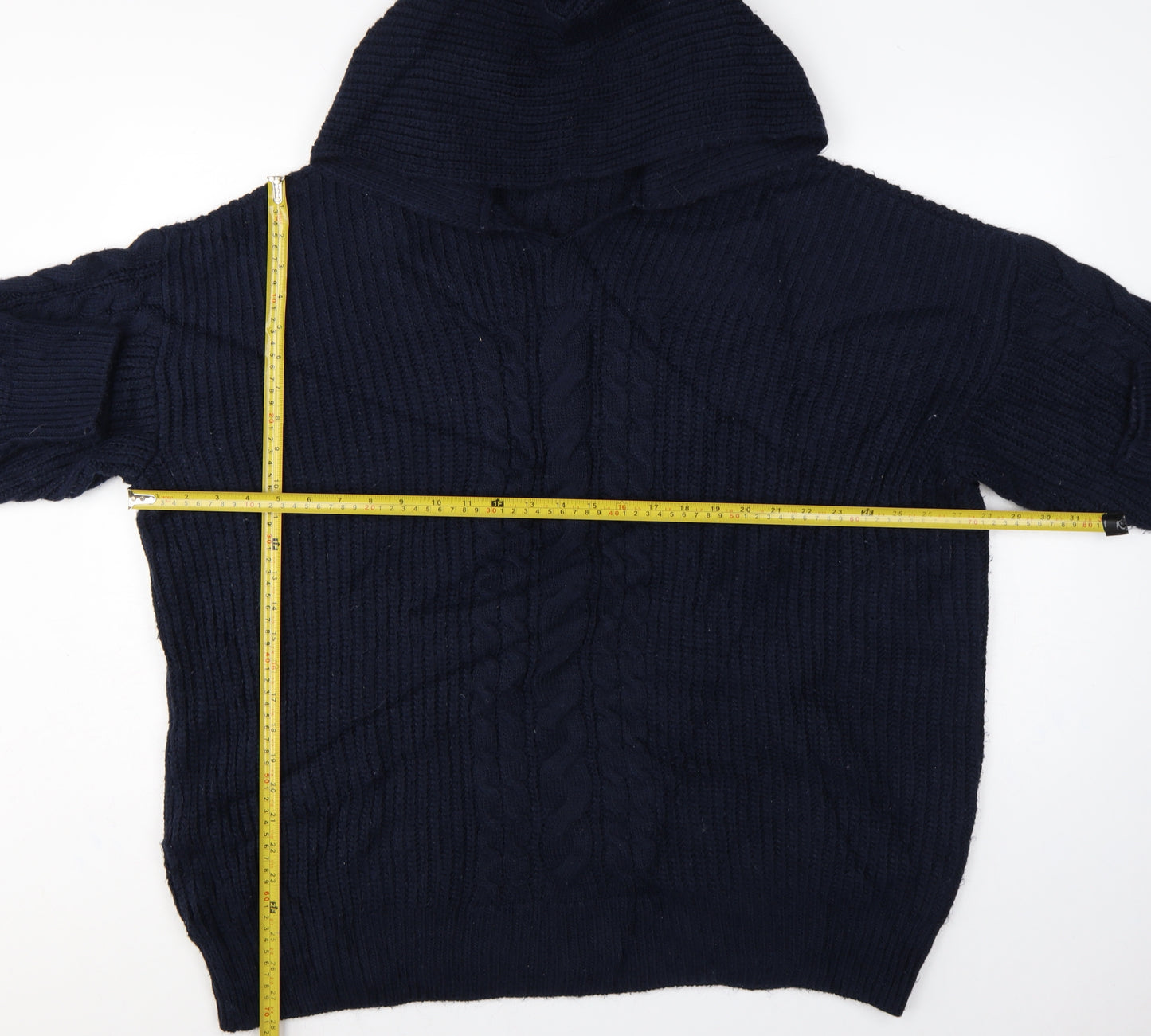 M&S Women’s Navy XL Cable Knit Roll Neck Heavyweight Jumper
