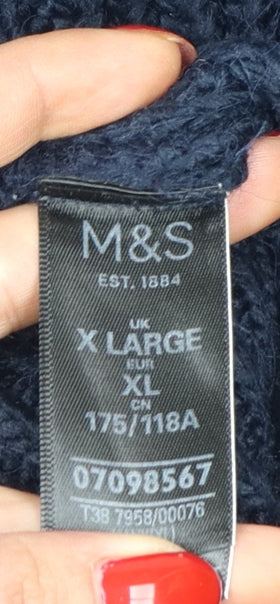 M&S Women’s Navy XL Cable Knit Roll Neck Heavyweight Jumper