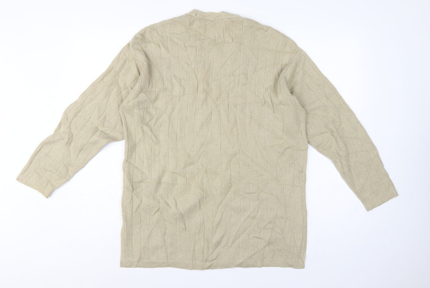 Jaeger Women Beige M 100% Cashmere Ribbed Long Sleeve Pullover Jumper