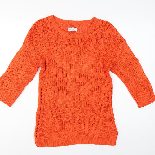 Per Una Weekend Women’s Orange UK 10 Cable Knit Round Neck Jumper