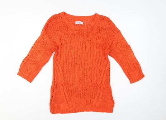 Per Una Weekend Women’s Orange UK 10 Cable Knit Round Neck Jumper