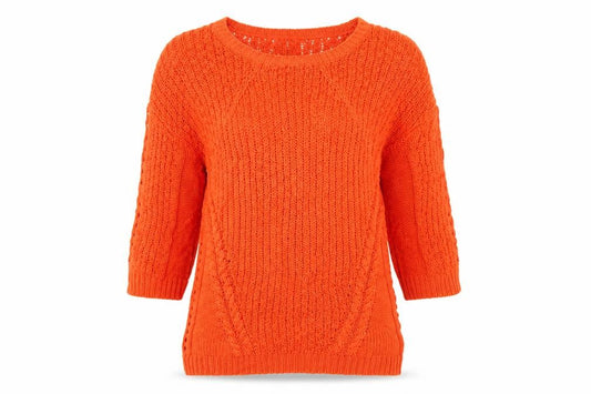 Per Una Weekend Women’s Orange UK 10 Cable Knit Round Neck Jumper