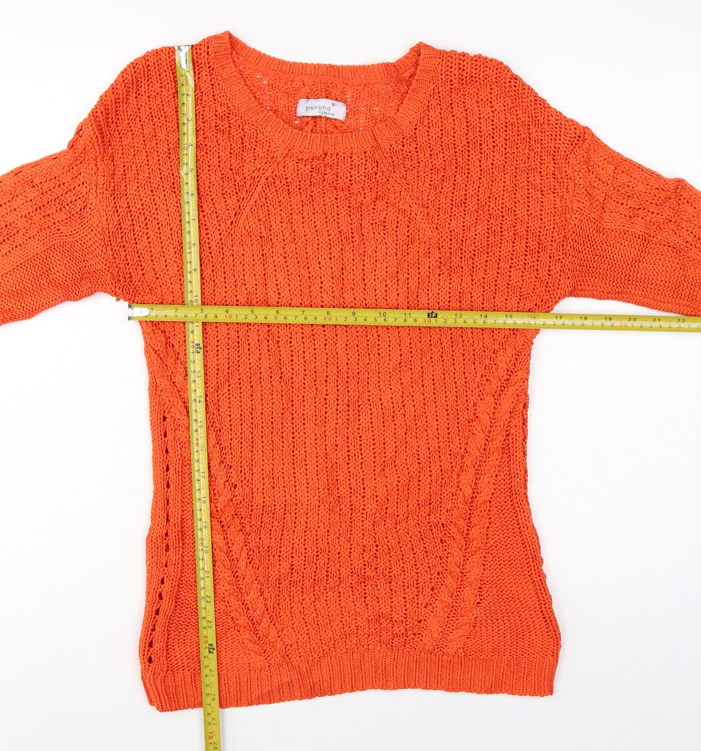 Per Una Weekend Women’s Orange UK 10 Cable Knit Round Neck Jumper