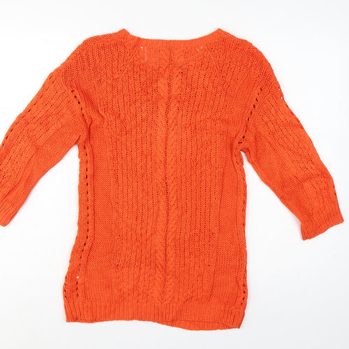 Per Una Weekend Women’s Orange UK 10 Cable Knit Round Neck Jumper