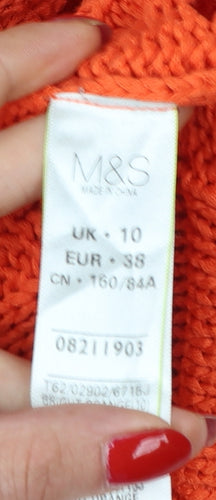 Per Una Weekend Women’s Orange UK 10 Cable Knit Round Neck Jumper