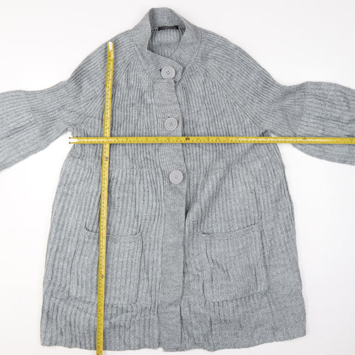 Bm Women Grey XL Rib Knit Button Cardigan with Pockets