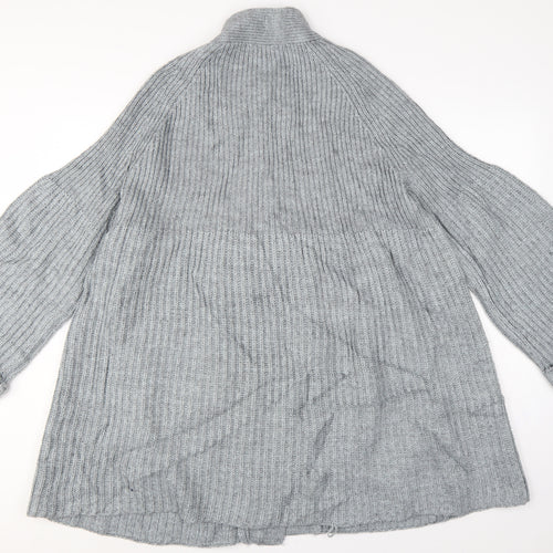Bm Women Grey XL Rib Knit Button Cardigan with Pockets
