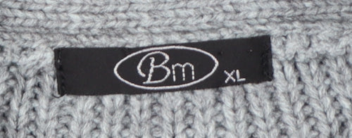 Bm Women Grey XL Rib Knit Button Cardigan with Pockets