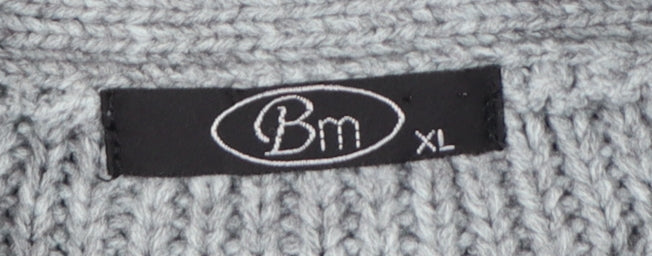 Bm Women Grey XL Rib Knit Button Cardigan with Pockets