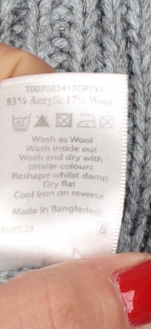 Bm Women Grey XL Rib Knit Button Cardigan with Pockets