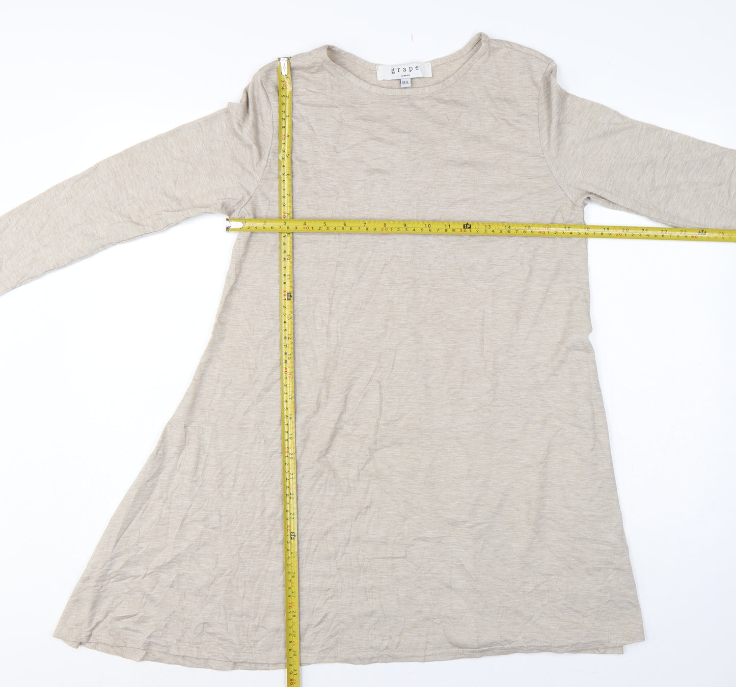 Grape London Women’s Beige L Swing Jersey Dress Long Sleeve