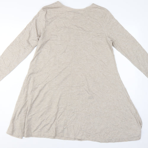Grape London Women’s Beige L Swing Jersey Dress Long Sleeve