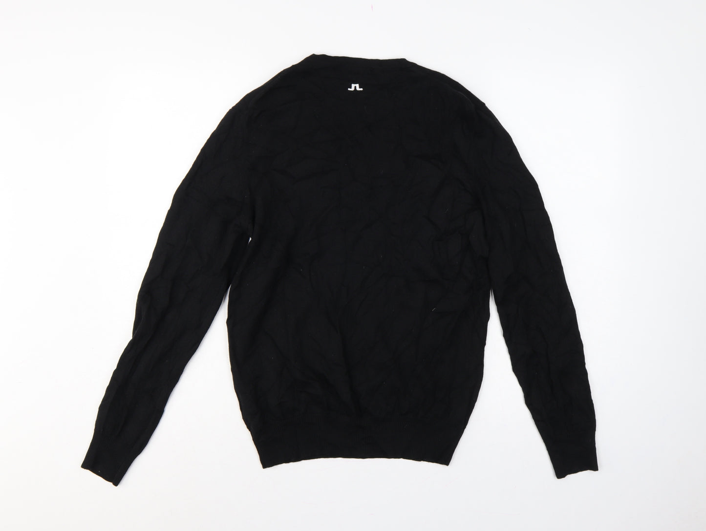 J.Lindeberg Men’s Black Merino Wool V-Neck Golf Jumper Large