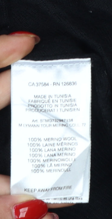 J.Lindeberg Men’s Black Merino Wool V-Neck Golf Jumper Large