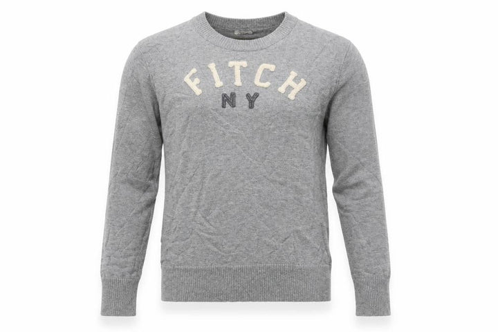 Abercrombie & Fitch Men Grey M Muscle Fit NY Logo Knit Jumper