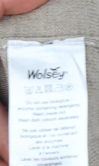 Wolsey Men’s Beige L V-Neck Linen Cotton Knit Pullover Jumper
