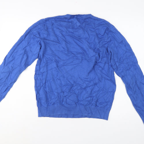 Tommy Hilfiger Men’s Blue S V-Neck Premium Cotton Logo Jumper