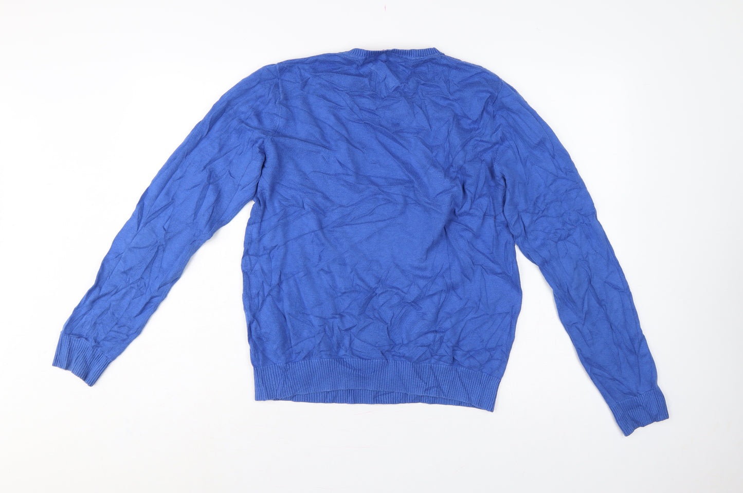 Tommy Hilfiger Men’s Blue S V-Neck Premium Cotton Logo Jumper