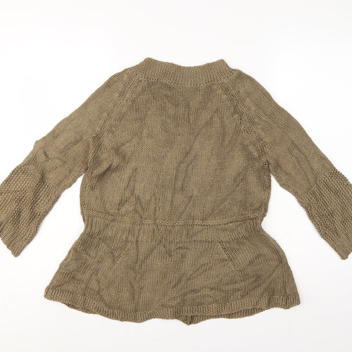 Marks & Spencer Women Beige UK 16 Cable Knit Button Cardigan Long Sleeve