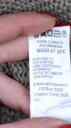 Marks & Spencer Women Beige UK 16 Cable Knit Button Cardigan Long Sleeve