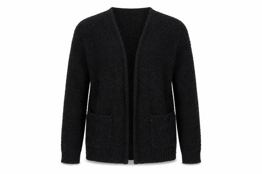Topshop Tall Women’s Black Bouclé Knit Open Cardigan UK 10