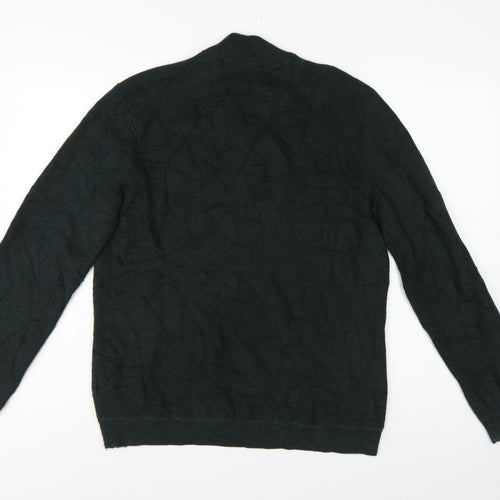 Ted Baker Men's Green L Half Zip High Neck Knit Jumper