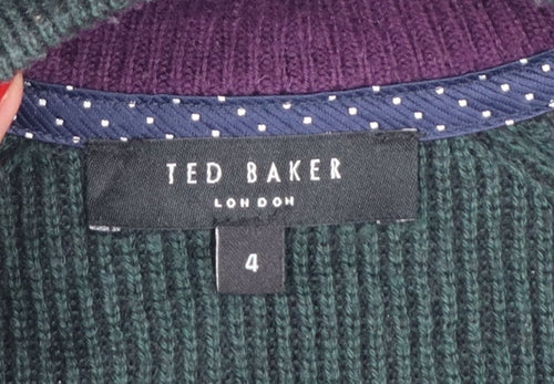 Ted Baker Men's Green L Half Zip High Neck Knit Jumper