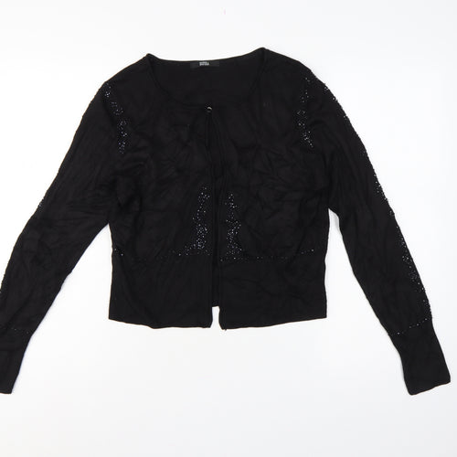 Marks and Spencer Women Black UK 14 Sequin Knit Long Sleeve Cardigan