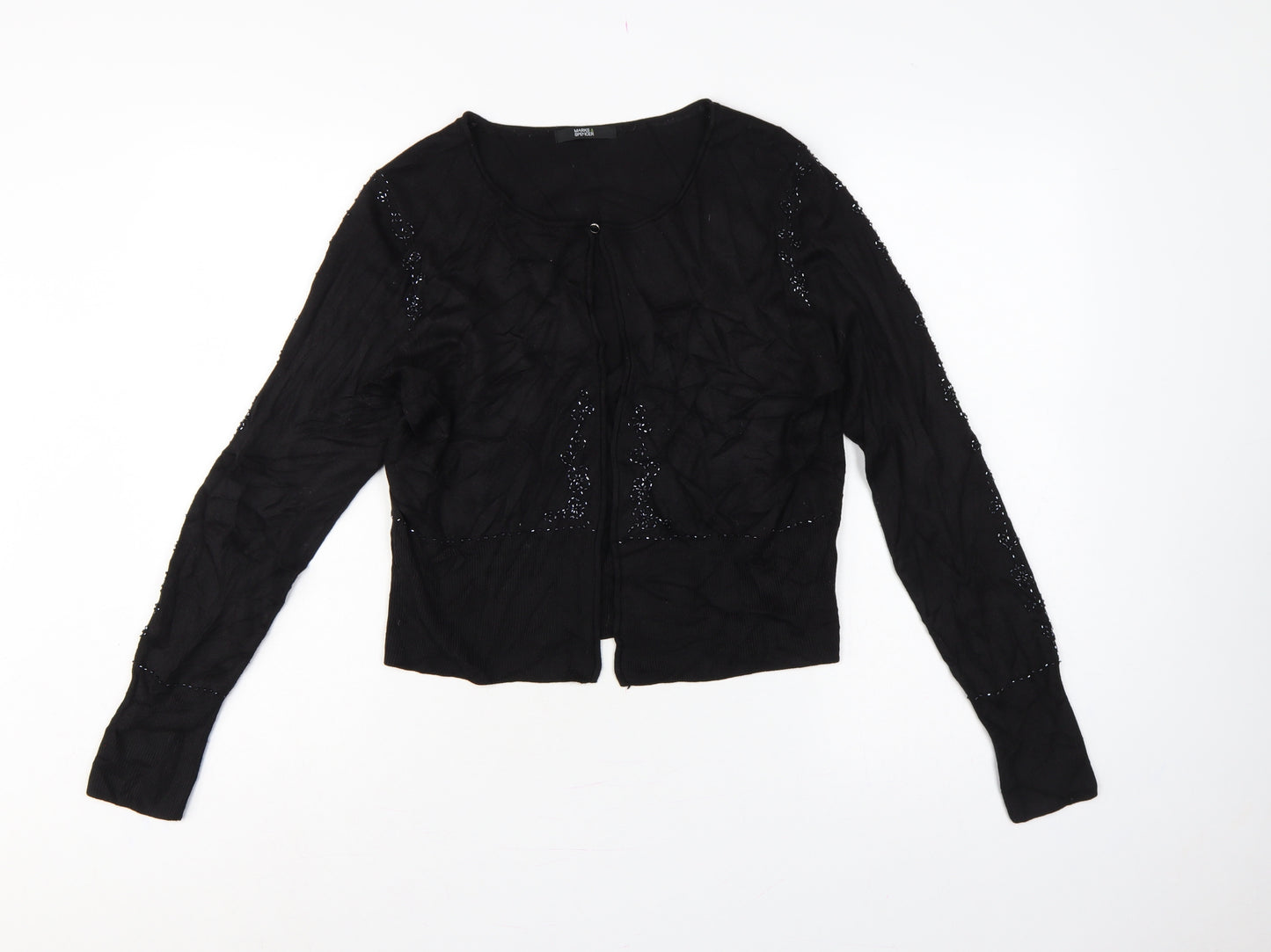 Marks and Spencer Women Black UK 14 Sequin Knit Long Sleeve Cardigan