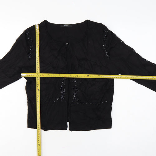 Marks and Spencer Women Black UK 14 Sequin Knit Long Sleeve Cardigan