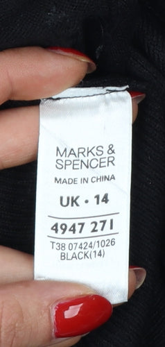 Marks and Spencer Women Black UK 14 Sequin Knit Long Sleeve Cardigan