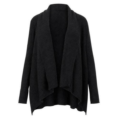 AllSaints Women Black M Merino Wool Open Cowl Neck Cardigan