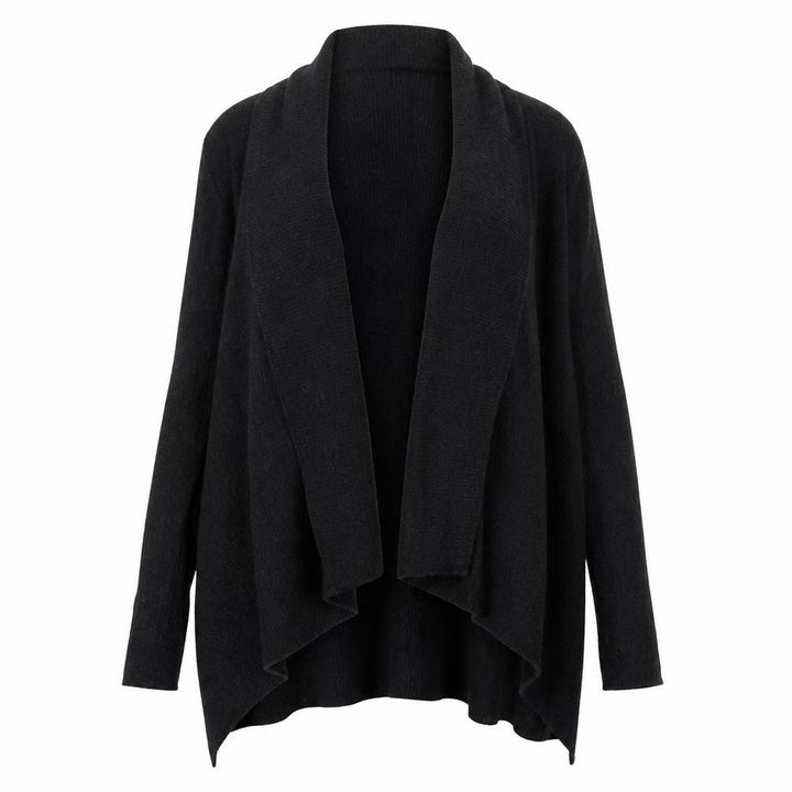 AllSaints Women Black M Merino Wool Open Cowl Neck Cardigan