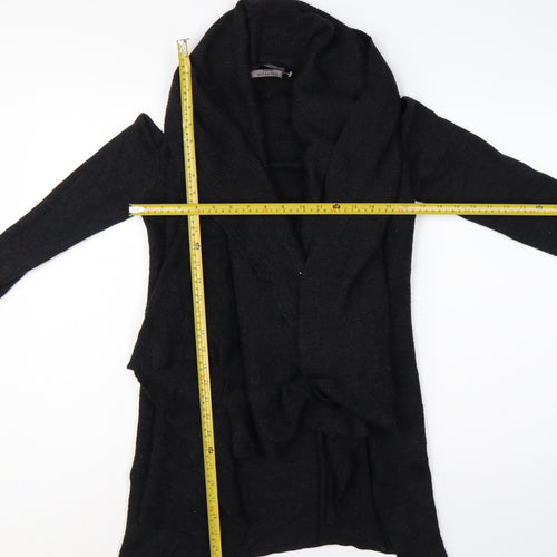 AllSaints Women Black M Merino Wool Open Cowl Neck Cardigan
