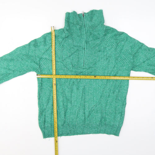 Marks and Spencer Women’s Green S Half Zip High Neck Knit Pullover
