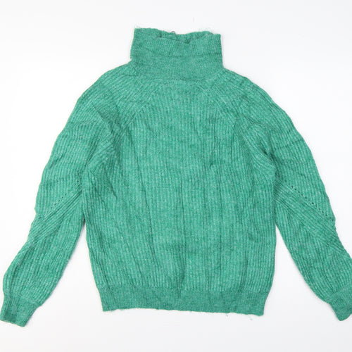 Marks and Spencer Women’s Green S Half Zip High Neck Knit Pullover