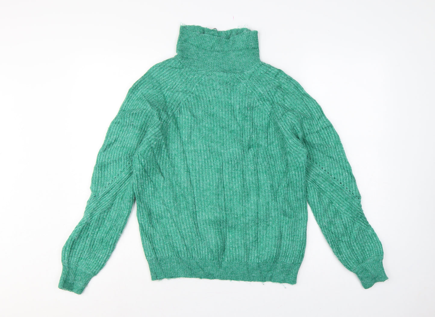 Marks and Spencer Women’s Green S Half Zip High Neck Knit Pullover