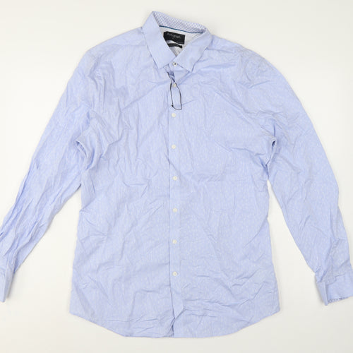 Marks & Spencer Autograph Men Blue M Slim Floral Cotton Shirt