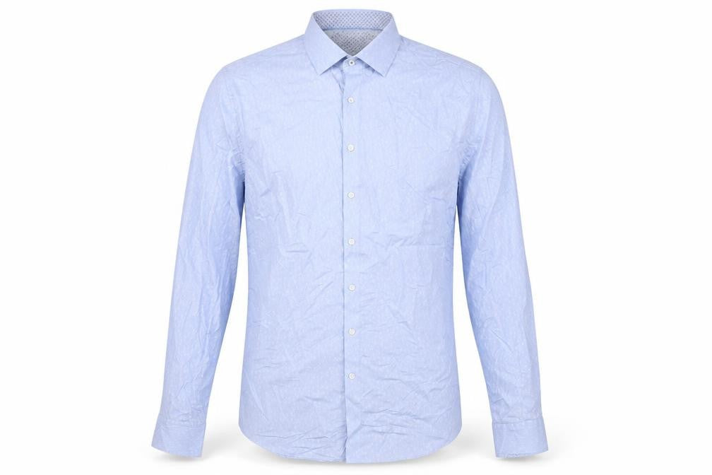Front view of Marks & Spencer Autograph Men Blue M Slim Floral Cotton Shirt
