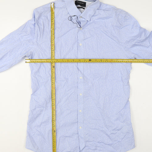 Marks & Spencer Autograph Men Blue M Slim Floral Cotton Shirt