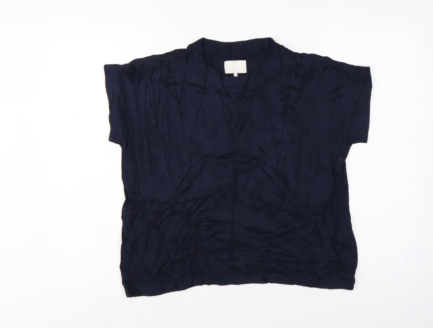 Nümph Women’s Navy Blue Size S Short Sleeve Crew Neck Viscose Knit Jumper