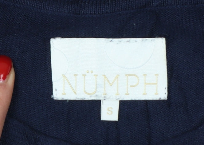 Nümph Women’s Navy Blue Size S Short Sleeve Crew Neck Viscose Knit Jumper