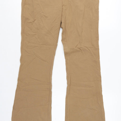 Marks and Spencer Women Beige UK 10 Long Flared Tailored Trousers