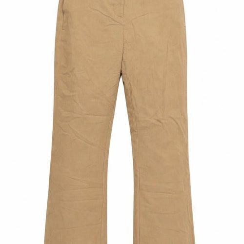 Marks and Spencer Women Beige UK 10 Long Flared Tailored Trousers