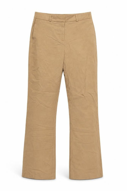 Marks and Spencer Women Beige UK 10 Long Flared Tailored Trousers
